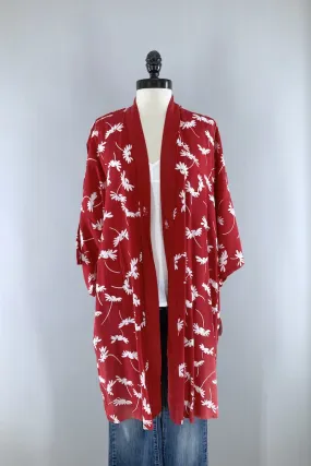 Vintage Red & White Short Robe