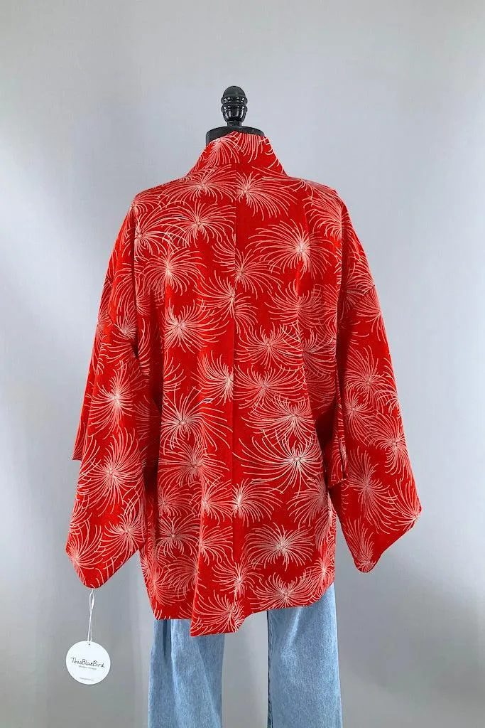 Vintage Red Starburst Kimono Jacket