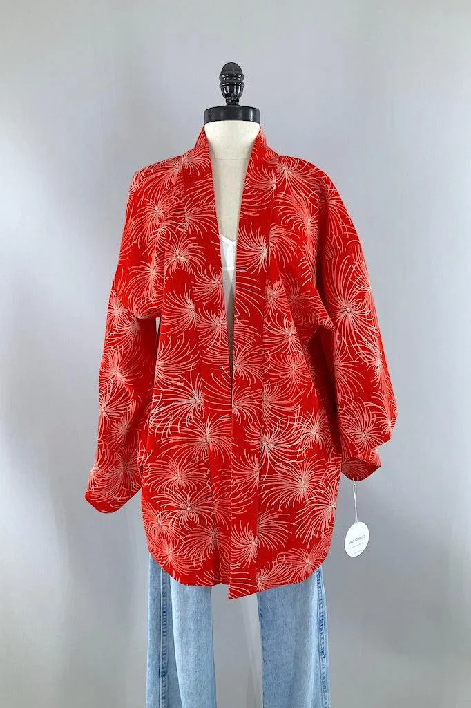 Vintage Red Starburst Kimono Jacket