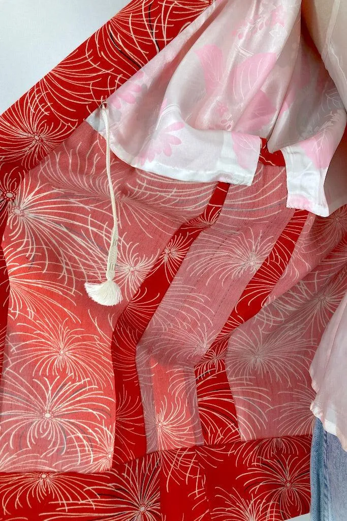 Vintage Red Starburst Kimono Jacket