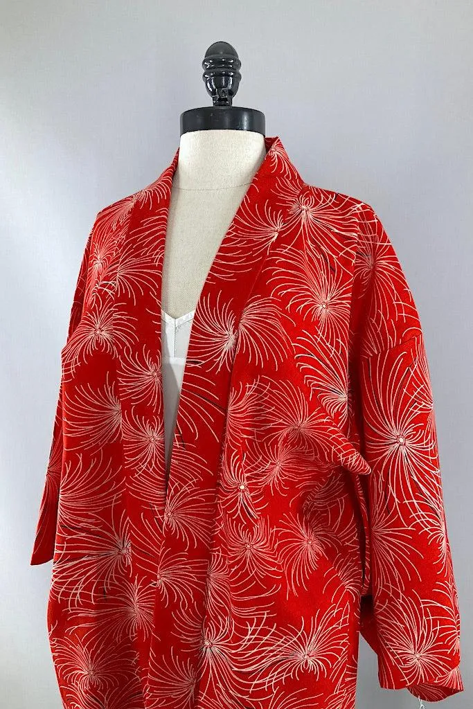 Vintage Red Starburst Kimono Jacket