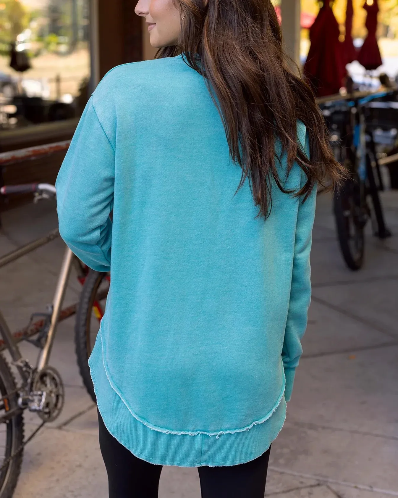 Vintage Washed Tunic Sweatshirt in Washed Aqua by Grace & Lace (Ships in 1-2 Weeks)