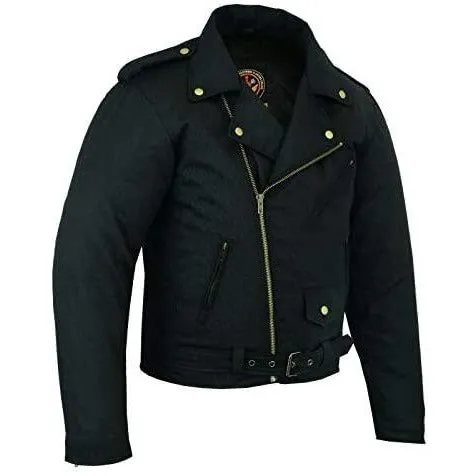 Warrior Gears® Mens Classic Brando Style Waxed Cotton Motorcycle Jacket