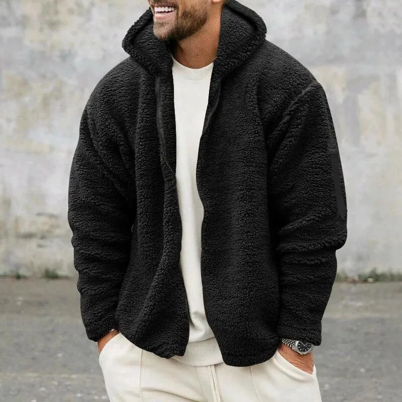 Wiaofellas Fashion Loose Autumn Jacket Clothing  Casual Zip Sweatshirt Men Thick Wool Coats Casual Solid Hooded Winter Fleece Hoodies