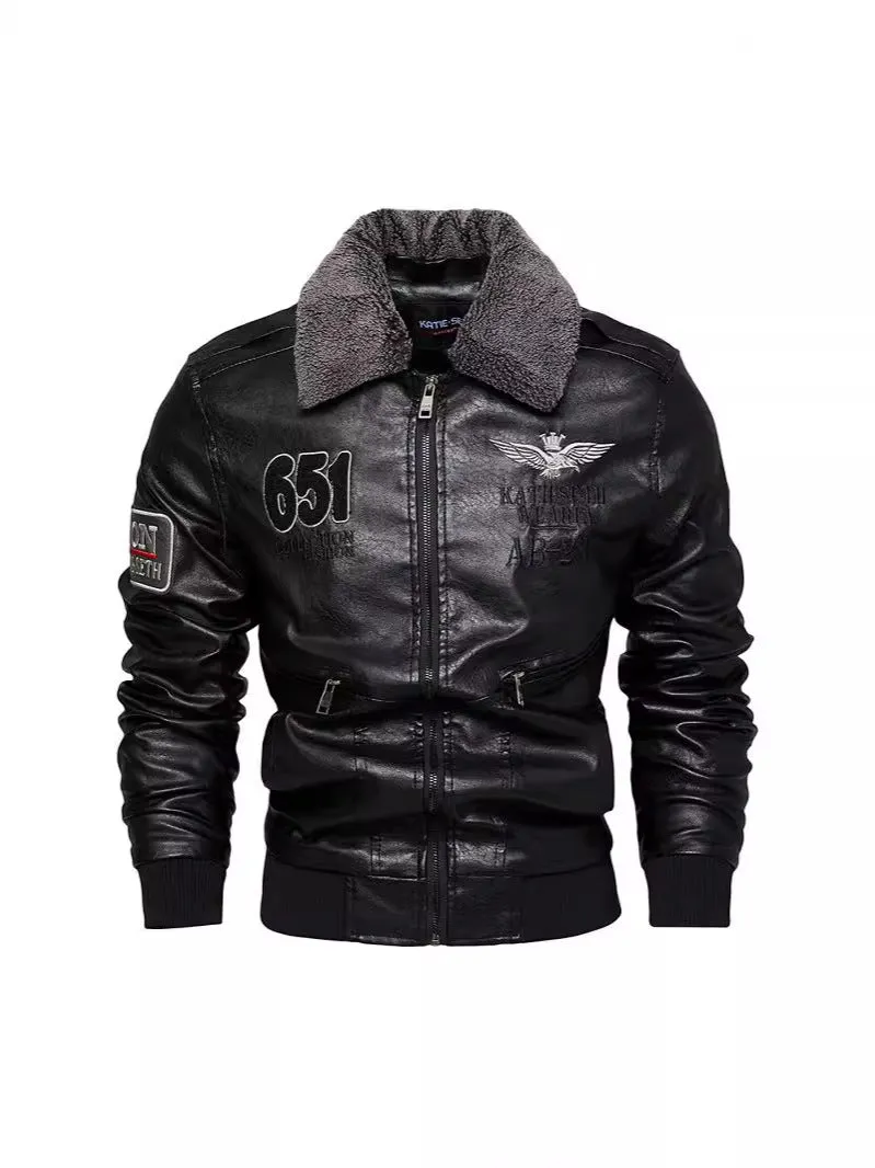 WINTER PLUSH COLLAR PU LEATHER JACKET/MEN'S JACKET COAT