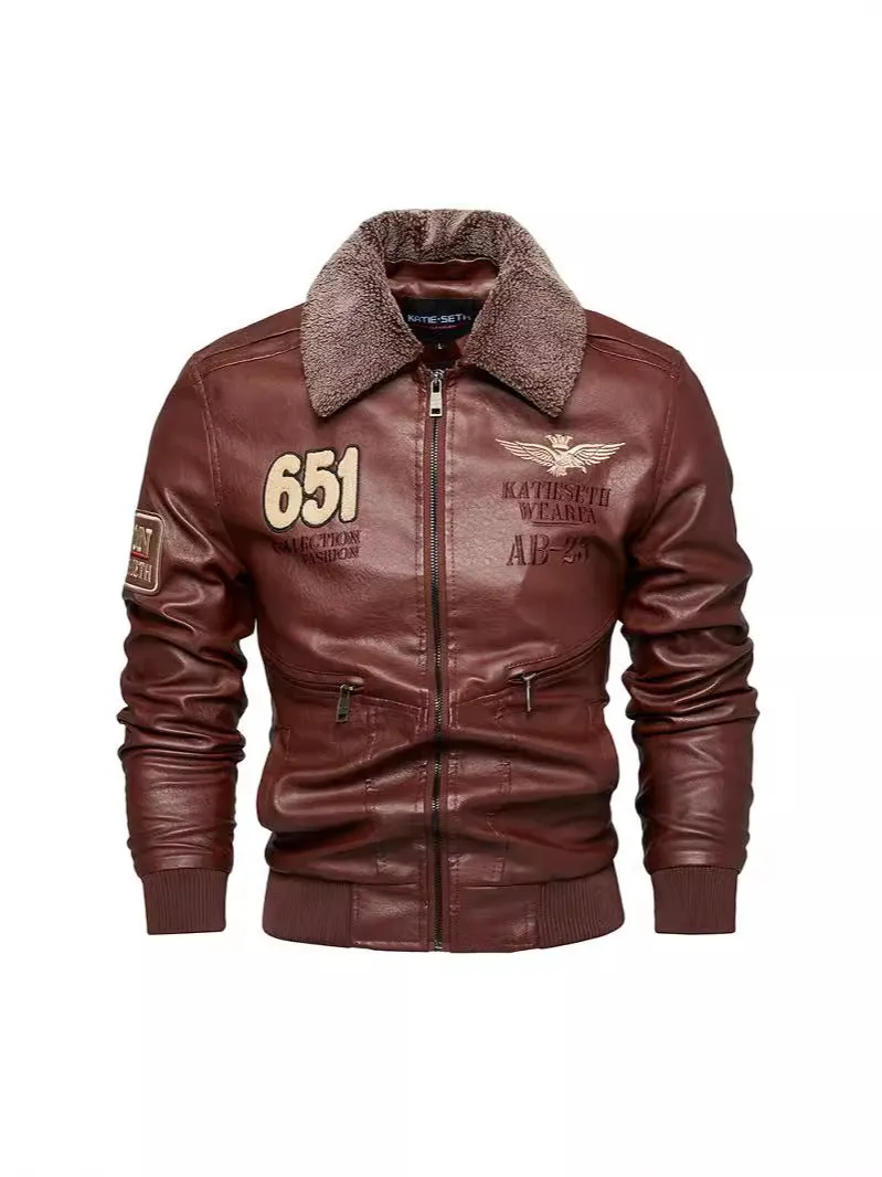 WINTER PLUSH COLLAR PU LEATHER JACKET/MEN'S JACKET COAT