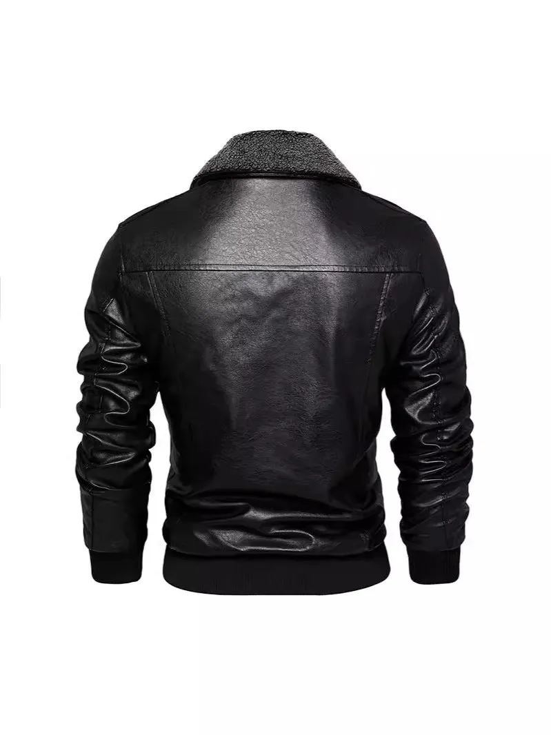 WINTER PLUSH COLLAR PU LEATHER JACKET/MEN'S JACKET COAT