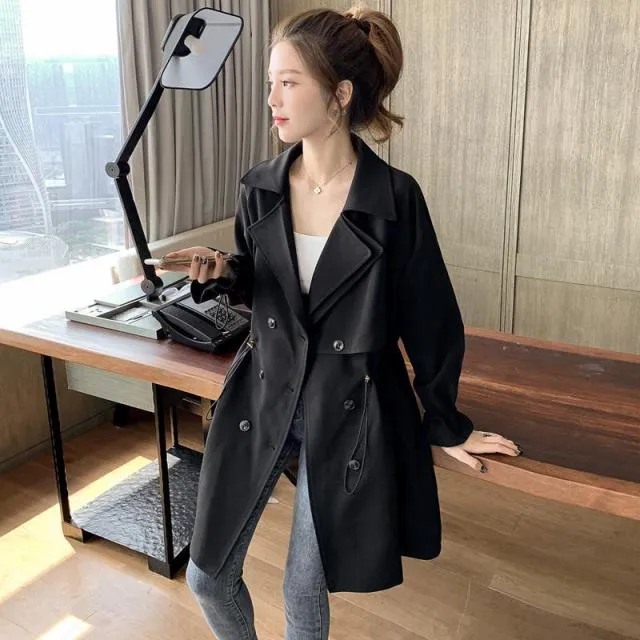 Wjczt Women Windbreaker Spring Autumn Classic Trench Coat Casual Thin Female Overcoat Long Coat Female Slim Outwear Coats