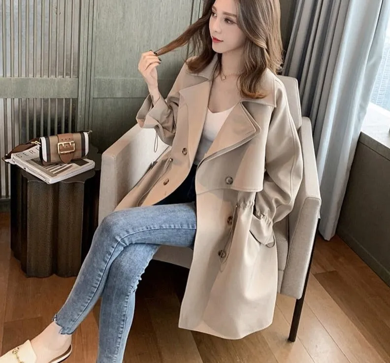 Wjczt Women Windbreaker Spring Autumn Classic Trench Coat Casual Thin Female Overcoat Long Coat Female Slim Outwear Coats