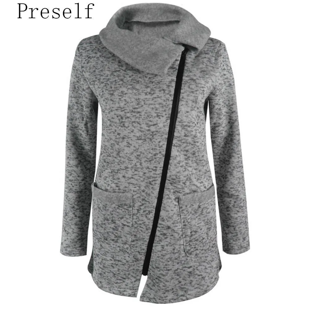 Women Autumn Winter Clothes Warm Fleece Jacket Slant Zipper Collared Coat Casual Clothing Overcoat Tops Female Coat Sweatshirts