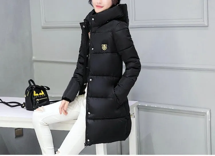 Women Warm Bubble detachable Hoodie long Winter Jacket