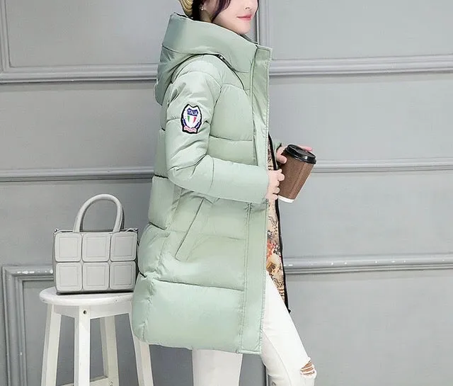 Women Warm Bubble detachable Hoodie long Winter Jacket