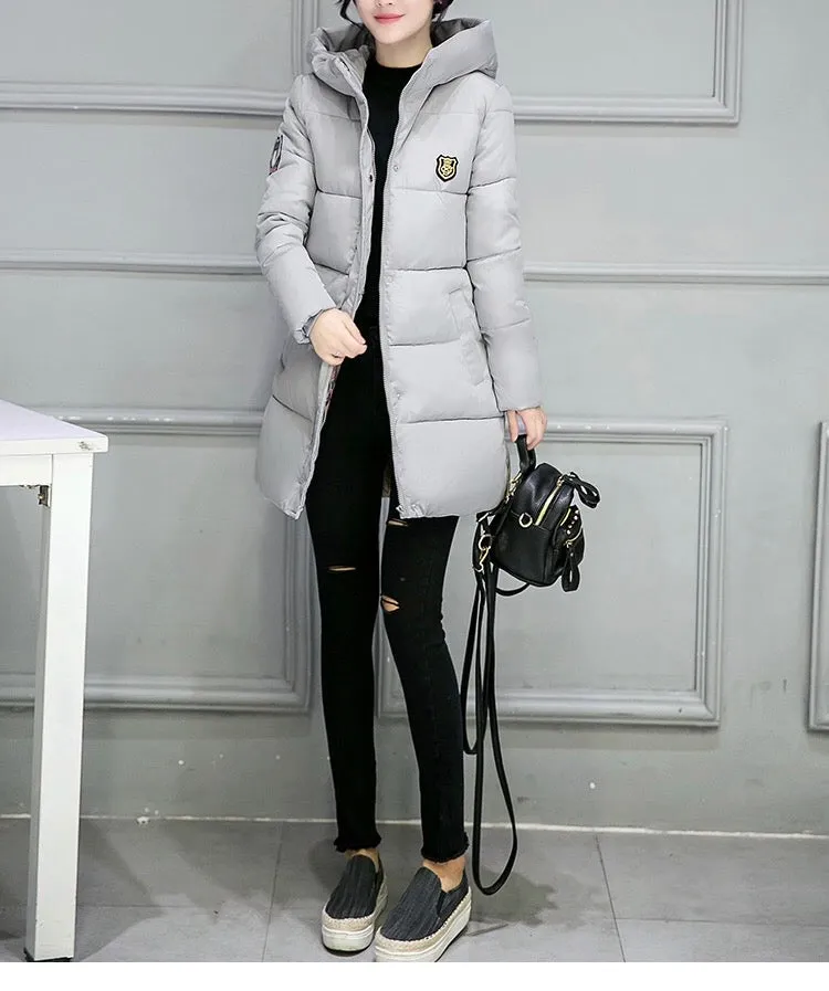 Women Warm Bubble detachable Hoodie long Winter Jacket