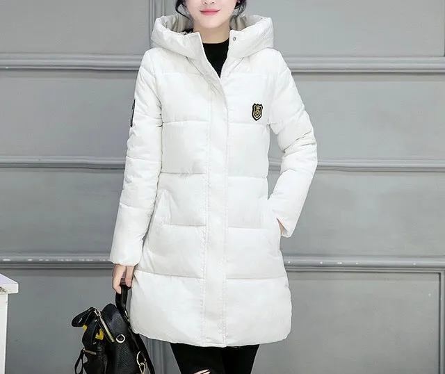 Women Warm Bubble detachable Hoodie long Winter Jacket