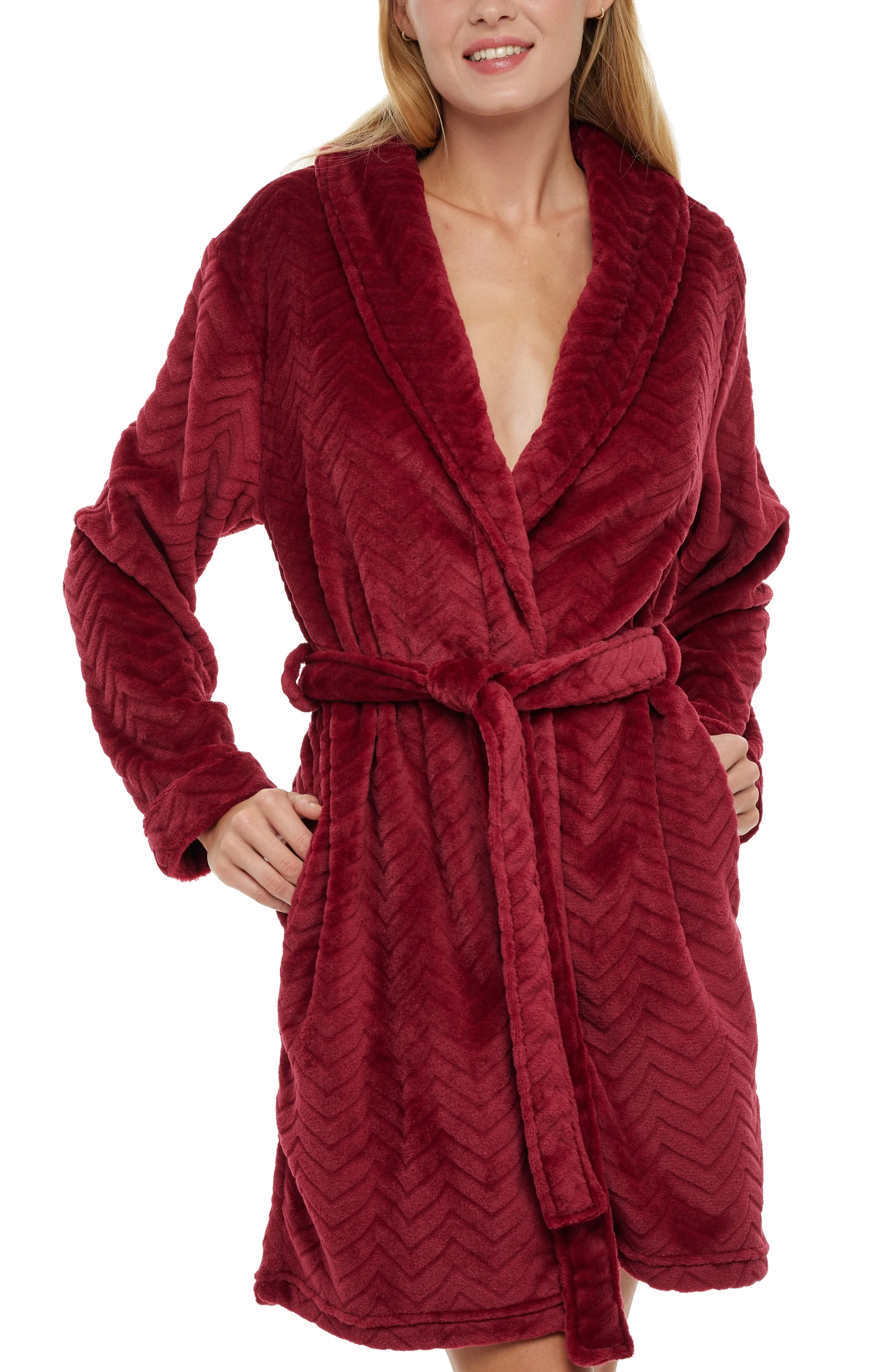 Women's Warm Soft Plush Fleece Bathrobe, Knee Length Robe