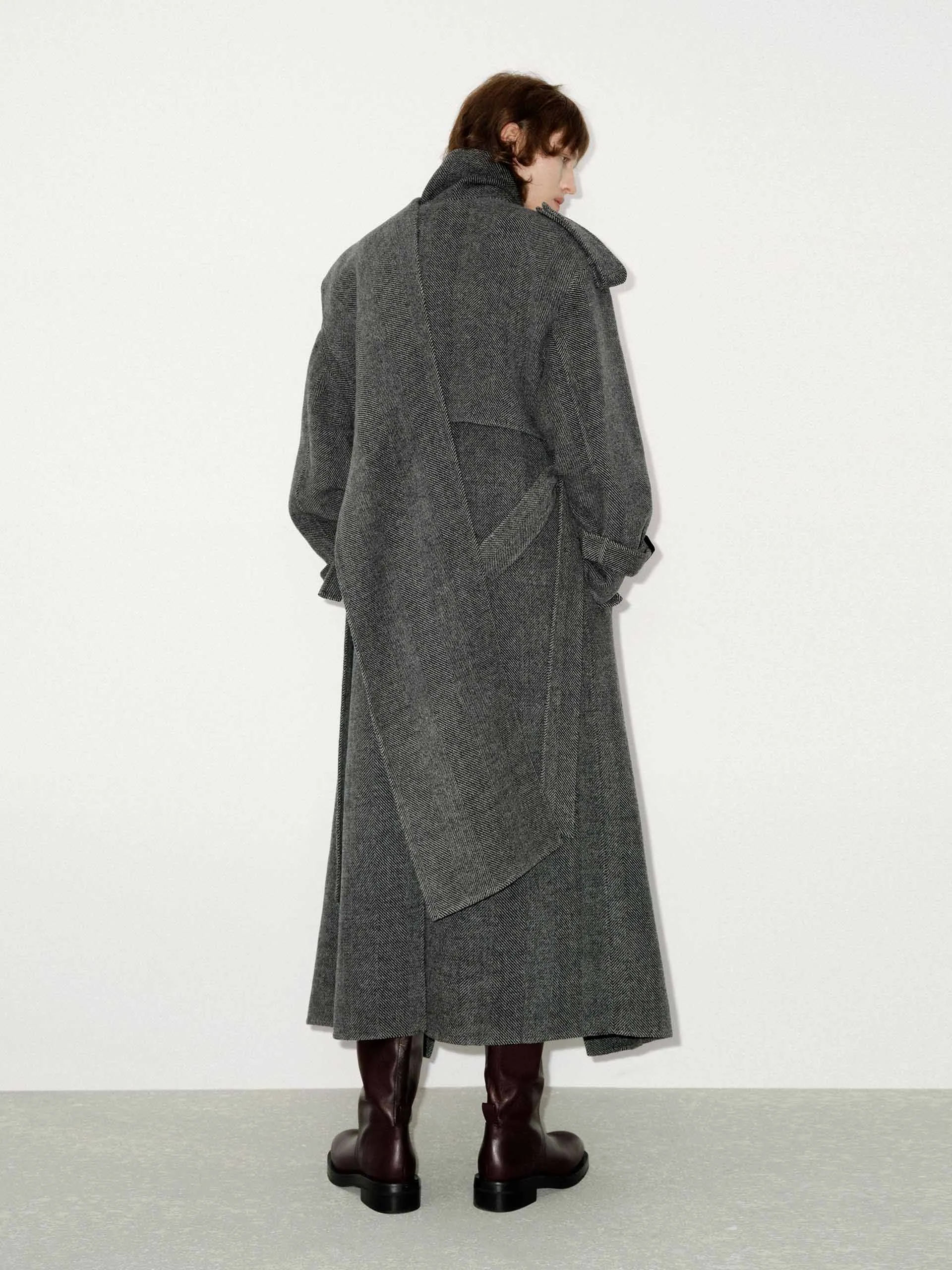 Wool Blend Scarf Coat