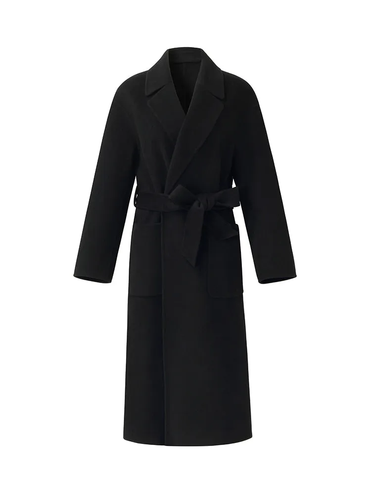 Wool Cashmere Women Belted Overcoat