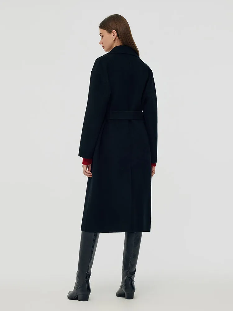 Wool Cashmere Women Belted Overcoat