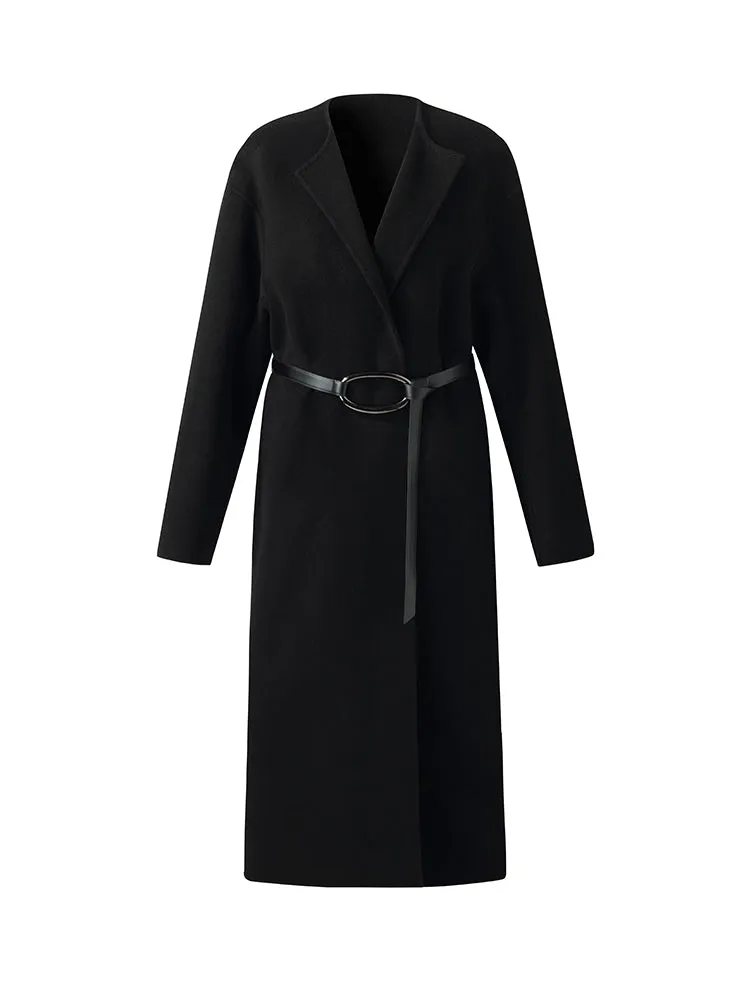 Wool Cashmere Women Overcoat With Belt