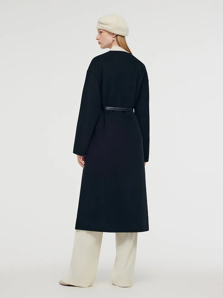 Wool Cashmere Women Overcoat With Belt