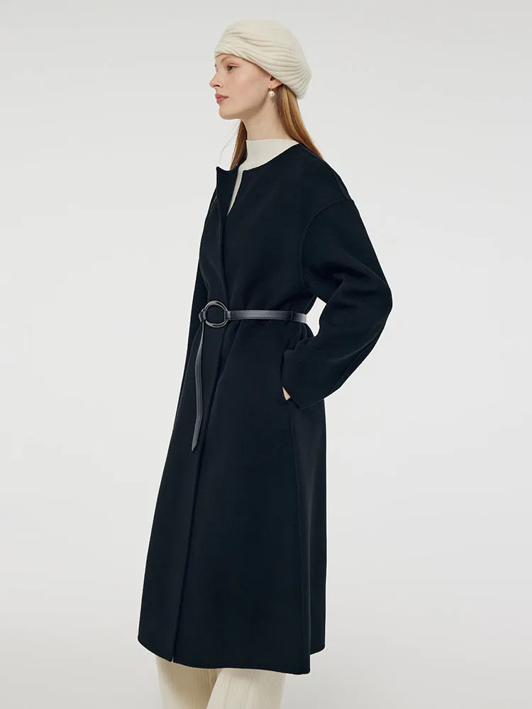 Wool Cashmere Women Overcoat With Belt