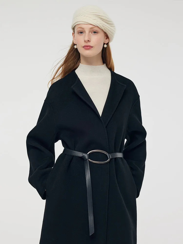 Wool Cashmere Women Overcoat With Belt