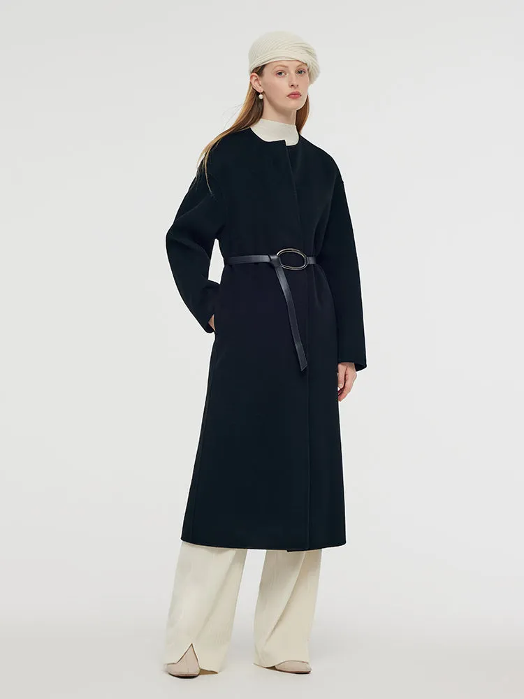 Wool Cashmere Women Overcoat With Belt