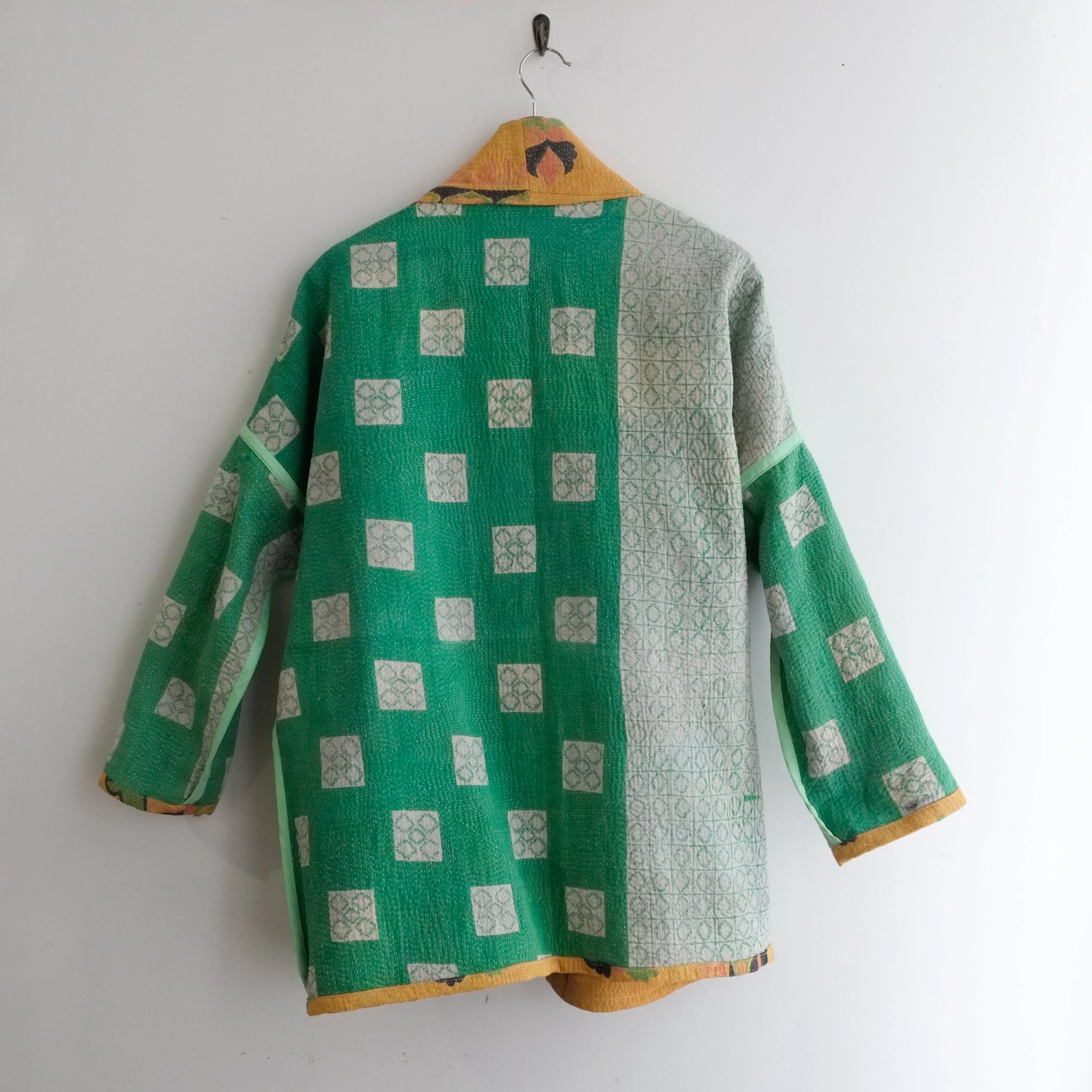 XS Warm Yellow with Black Green and Peach Design Anoushka Jacket LL124