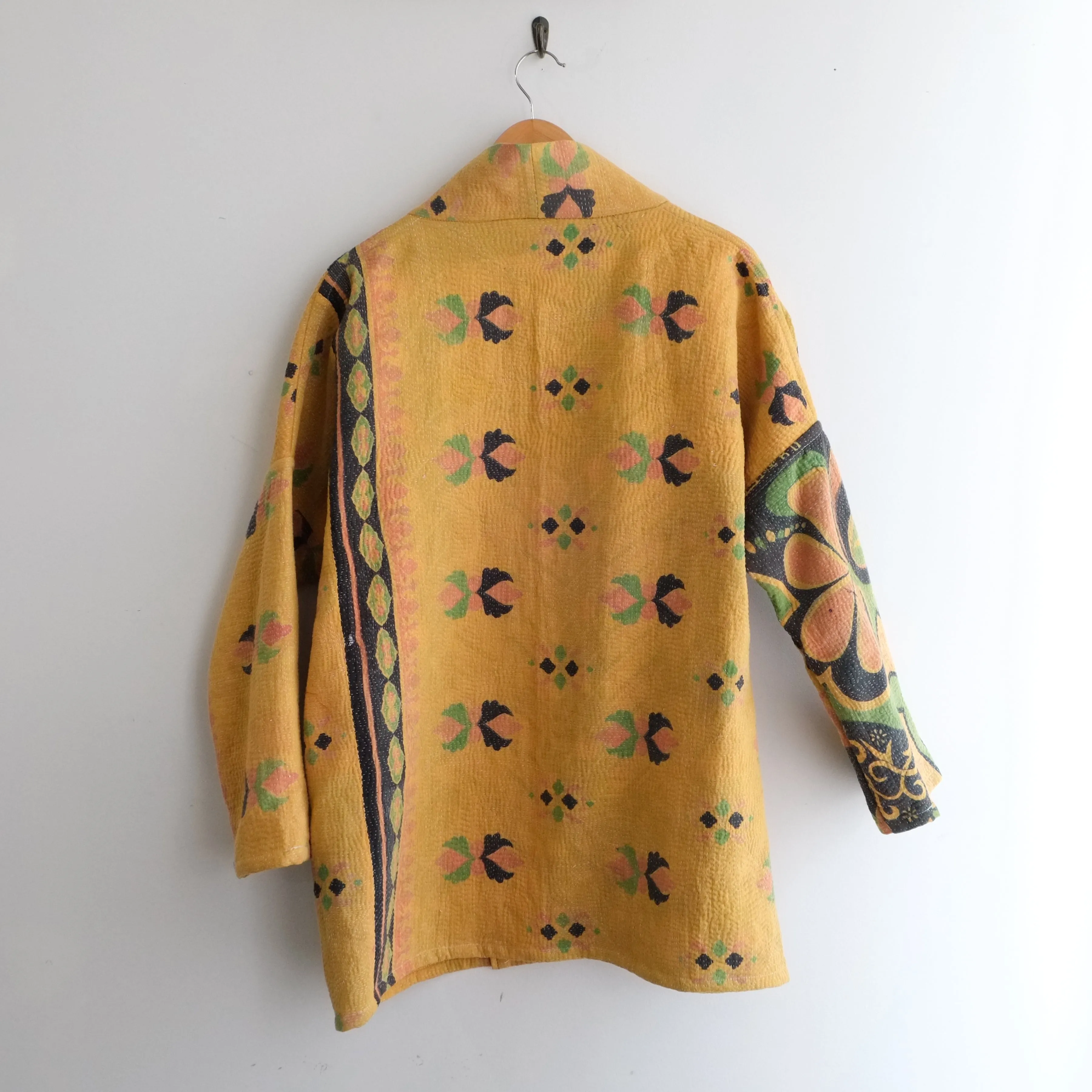 XS Warm Yellow with Black Green and Peach Design Anoushka Jacket LL124